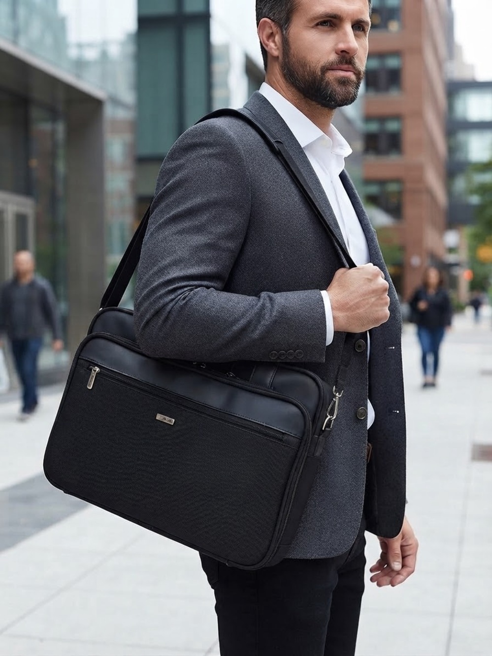 Black Professional Laptop Briefcase Messenger Bag